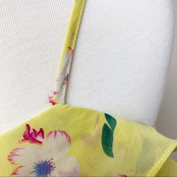 Umgee Ruffle Floral Star Dress Yellow Size M - Picture 3 of 8